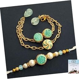 Rakhi for Brother and Bhabhi | bhaiya bhabhi rakhis | Rakhis set with kumkum, chawal, card and potli, bhai bhabhi combo set-picture-25