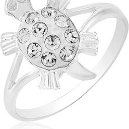 Brass Round White CZ Diamond Good Luck Tortoise Kachua Ring Jewelry for Men Women-image-10