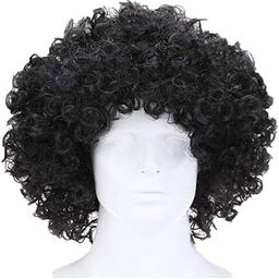 LUDALY 70's Curly Clown Funky Disco Afro Malinga Wig for Men and Women (Black)-image-59