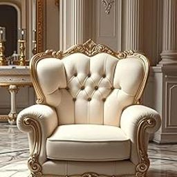 Luxurious Gold and White Living Room Set - Ornate Furniture with Plush Upholstery, Elegant Gold Accents, Gilded Mirrors, and Refined Accessories for Sophisticated Interiors-16