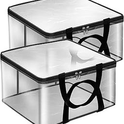 Storite Pack of 2 Transparent Storage Bag for Saree Covers,Clothes, Lehenga, Blankets, Bedsheets, Toys, Docs|Wardrobe Organizer|Clear Storage Box Bag, Plastic (41 x 31 x 23 cm)-image-37