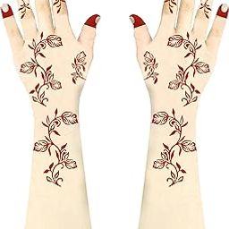 CareOne Gallery Arabic Design Mehandi Art Stickers Set of - 1 Piece For Both Hands With Instant Mehandi Cone | Temporary Tattoo Stencils for Women, Girls and Kids | CareOne Design 47-8
