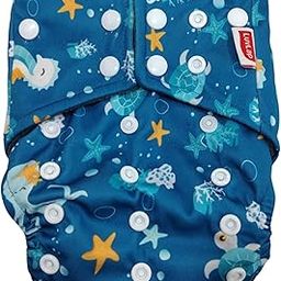 LuvLap Reusable Baby Cloth Diaper, Double Leak Guard, High Absorption, Quick dry, Stain-Proof Comfort & Protection, 3m+, adjustable waist & height with snap buttons, Absorbent insert, Blue Stars-image-20