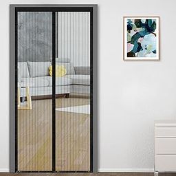 Classic Mosquito Net for Door Polyester Magnetic Curtain Auto Closing Insect Screen for All Door Types with Self Adhesive Hook Tape (200X100, Black-Polyester)-6