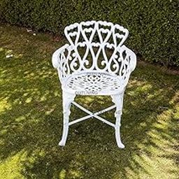 OUTLIVING Cast Aluminium Patio Seating Chair and Table Set for Balcony Outdoor Furniture Set for Garden (White, Single Chair)-image-68
