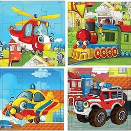 Fiddlys Wood Jigsaw Puzzles For Kids & Children -9 Pieces Age 3+ (Vehicles (Pack Of 4))-10