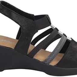 Women's Wedge Sandals | Multi-Strap Slip-On Comfort Heels with Metallic Accents for Daily & Occasion Wear-image-1