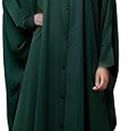 Front Open Buttoned Kaftan Abaya For Women and Girl in Firdaus Fabric | Cuffed Sleeves | Comes with Matching Stole (ME-KA-038-Bottle Green)-5