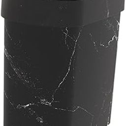 THE STYLE SUTRA Marble Waste Bin Reusable Household Garbage Basket for Kitchen Bathroom Home Black-picture-1