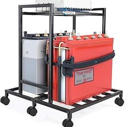 ULTRAMAC Double Battery Inverter Trolley Stand with Lockable Wheels, Sturdy Powder-Coated Metal, Up to 120 Kg Capacity (1 Year Warranty)-image-73