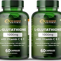 THE SUNSHINE NATURAL L-GLUTATHIONE WITH VITAMIN C, E, ALPHA LIPOIC ACID & ANTIOXIDANT FOR RADIANT BEAUTIFUL SKIN | ANTI-AGEING | REDUCES PIGMENTATION & DARK SPOTS 1000MG 60 CAPSULES (PACK OF 2)-11