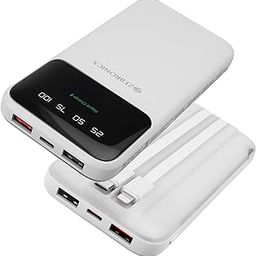ZEBRONICS MW60 Power Bank, 10000 mAh, Rapid Charge, 20W Output, Outputs - Dual USB | Dual Type C | Lightning, Type C PD, LED Indicator, Built in I/O Cables, Made in India (White)-24