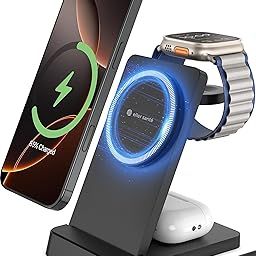 eller santé® NEXFOLD 3in1 Wireless Charger 23W Magnetic Mag-Safe for 16/16 Plus/16 Pro/16 Pro Max, iPhone 15/15 Plus/15 Pro/15 Pro Max, iPhone 14/13/12, Airpods, Series 9/8/7/6/5/4/SE-Black-image-99