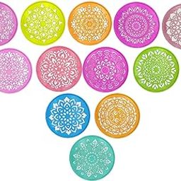 ascension Plastic Multi Flowers Designer Rangoli Stencils Making Kit (Assorted) - 12 Designs-picture-30