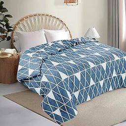 CHANDRAVATI 240 GSM Microfiber Reversible AC Comforter/Quilt/Duvets/Summer Blanket, Cozy & Lightweight All-Season Bedding King Size (Blue-White Triangle, Double)-image-4