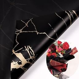 Zarwani Waterproof Marble Pattern Gift Wrapping Paper Sheet | Korean Style Bouquet Wrap Sheets, Gift Paper Birthday Gift.(10 Sheet Black)-image-13