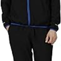 Sport Men Microfiber Stretch Polyester Training Jacket, Medium (Black Blue)-picture-18