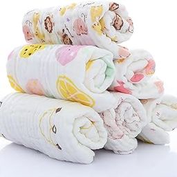 Baby Face Towel/Cotton Handkerchief For Women, girls And Kids, NewBorn Baby/Rumal/Hanky for School/Extra Soft And Super Absorbent (25 x 25 CM) -Six Layered,Printed White-image-52