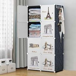 Sunderlook Plastic Wardrobe for Kids Clothes – Collapsible Wardrobe, Cupboard for Kids, Anti-Skid & Non-Slip Foldable Almirah for Clothes, Baby Cupboard for Clothes Storage (Black-BB, 8 Door)-image-11