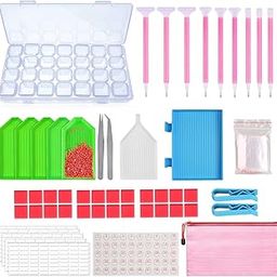 HASTHIP® 5D DIY Diamond Painting Tools and Accessories Kits with Diamond Embroidery Box, 9 Multiple Sizes Painting Pens, Glue Clay, Diamond Tray, Ziplock Bags, Clips, and Tweezer (Without Diamonds)-picture-8