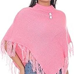 Women Winter Ponchu pink | Woolen Poncho for Women | Designer Ponchu for Women During Winter | Winter Shrugs | Winter top | Winter wear pink | women winter coat (pink)-picture-13