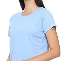 Custom Thread Women's Dry Fit Workout T-Shirt I Stretchable & Quick Dry Poly Cotton Activewear Round Neck Half Sleeve Regular Fit Plain Tshirts for All Sports Women-image-53