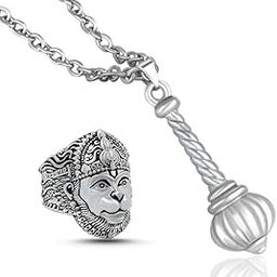 Hanuman Ji Pendant with Gada and Ring Combo – Divine Jewelry Set for Men and boy-image-2
