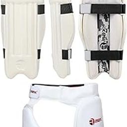 RMAX EVA and Cotton Cricket Batting Leg Guard Pad & Lower Body Protector Thigh Guard Full Size, Light Weight Batting Leg Guards/Thigh Senior/Men's/Teen's/Adult Size (WHITE + THIGH)-image-83