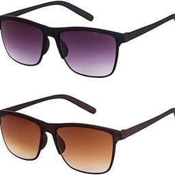 UV Protected Combo Jet Black & Brown Wayfarer sunglasses for Men & Women (Black/Brown Lenses) (Pack of 2)-45