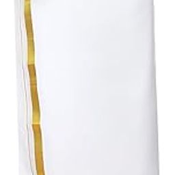 BRAND Men's 100% Pure Cotton White Zari Dhoti in Size 2 Mtrs Single dhoti- Pack Of 1-26