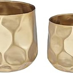 amazon basics Planter (Set of 2) | Flower Pot for Home Decor (Gold)-image-52