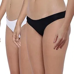 la intimo BASIICS Amor Love Antimicrobial Semi Seamless Bikini Brief Panty for Women (Pack of 2) Black, White-picture-7