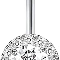 No-Tarnish No-Rusting Stainless Steel Round Crystal Belly Button Navel Ring For Women and Girls (BB0194) 1 Pc-41