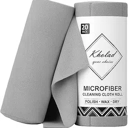 KHOLAD Microfiber Cleaning Cloth Multipurpose Cleaning Cloth Roll Pre-Cut Tear Away Microfiber Cleaning Cloth Roll Kitchen Cloth for Cleaning Highly Absorbent Reusable (Grey - 20 Count)-picture-3