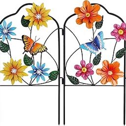 hogardeck Garden Decor for Outside, Set of 2 Metal Fence Decorative Garden Stakes with Flowers for Spring Decor, Yard Signs for Outdoor Patio Lawn Backyard Porch Decorations-image-66