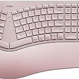 Nulea Advanced Ergonomic Wireless Keyboard and Mouse Combo, Comfortable Natural Typing, Palm Rest, Multi-Device (Bluetooth, 2.4G, Wired), Rechargeable, for Multi-OS, Windows, Mac, Android(Pink)-image-64