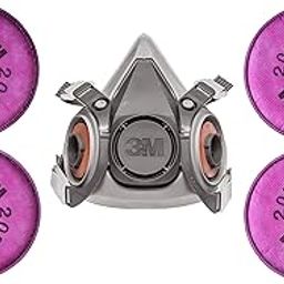 3M Unisex Combo of 6200 Medium Half Facepiece Reusable Respirator and 2097 P100 Particulate Filter with Organic Vapor Relief 2 Pair (Grey, Pink, NIOSH Certified)-5