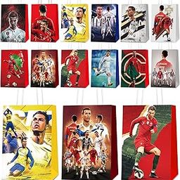 Mukity 24 Pcs Soccer Party Gift Bags - Supplies, Candy Totes for Kids - Paper Favor Packs for Adults Birthday Party Decor - 12 Patterns-image-94