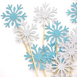 Confetti! Sparkle & Delight! 20pc Frozen Snowflake Cupcake Toppers in Radiant Silver & Frosty Blue – Perfect for Magical Winter Snow Flake Parties-image-31