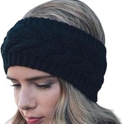 Winter Headband for Men and Women Head Wrap Soft Fleece Knitted Woolen Warm Hair Band Unisex Acrylic Skull Stretchy Earwarmer Earmuffs Hair Accessory (Black)(Pack f 1)-39