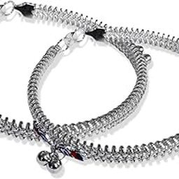 (1 Pair) Traditional Jali Design Adjustable Metal Alloy Latkan Ghungroo Leg Painjan Payal Anklets Rajasthani Style Round Foot Bangle Kada Fashion Jewellery Set For Women's And Girl's-image-97