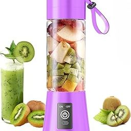 VeeDee Portable and Rechargeable Lightweight with 6 Blades Juice Blender for Smoothies & Shakes - Personal Size Blender, 380Ml Juice Cup, Freshly Squeezed for Picnic/Sports/Gym/Office (Purple)-10