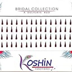 KOSHIN Maroon Color Tilak Shape Small Size Height 8 mm x Width 3 mm Forehead Bindis for Girls Women Ladies - Lightweight Velvet Fabric | Self Adhesive | KumKum | Tikli | Pottu | Combo Pack 2-12