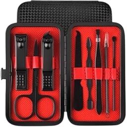 Panjurli Manicure Set Nail Clippers, Stainless Steel Nail Grooming Kit Professional Nail Tools for Hand, Foot, Skin & Facial Care in Travel Case (7 PIC RED)-image-98