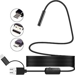 MAYUMI 5.5mm Endoscope Camera boroscope Snake Flexible IP67 Waterproof Camera 3 in 1 Type c USB v Type Port & 6 led Light with 2 mtr Length Cable for Android pc and Note Book-9