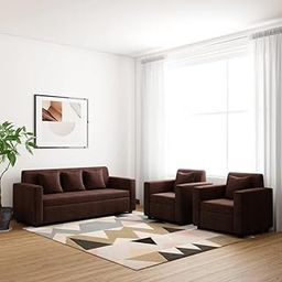 Sleepify Lexon 5 Seater Fabric 3+1+1 Sofa Set (Brown)-image-98