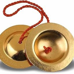 Dokchan Pure Iron Brass Plated Manjira Pack of 02 Handmade Instrument for Bhajan (7.5CM)-image-38