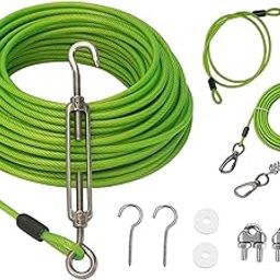 SAZDEKOR® Dog Tie Out Cable with 360 Degree Swivel Metal Hook Portable for Running Light Green-image-52