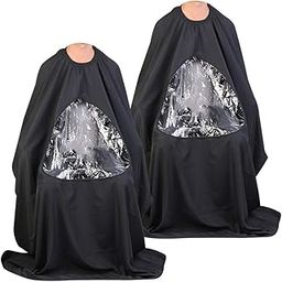ARTIBETTER 2pcs Hair Cutting Cape Barber Cape Waterproof Haircut Hairdressing Gown Apron for Salon Barber Special Hair Styling Accessory Black-image-6