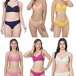 liigne Women Everyday Padded Bra Panty Set (Pack of 6) - This Lingerie Set Made of Pure Cotton-picture-14